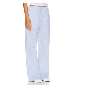 NWT: LESET Yoshi pinstriped cotton-poplin wide-leg pants SMALL